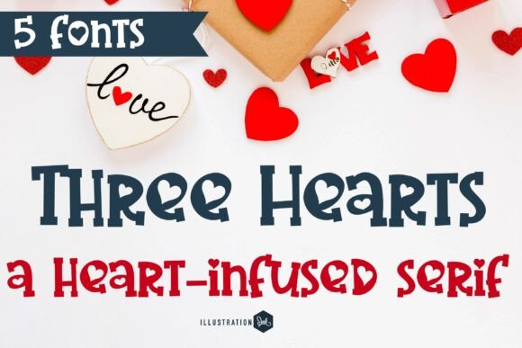 Three Hearts Font for Creative Makers